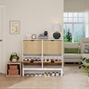 CuisinSmart, Fluted Shoe Storage Cabinet with 4 Flip Drawers, Narrow Wooden Shoe Organizer with Metal Legs, Shoe Rack for Living Room, White + Oak - 4 of 4