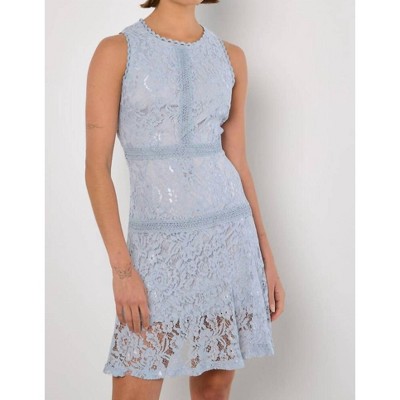 Women's High Neck Lace Dress - APRICOT