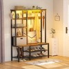 Aheaplus Hall Tree with Fabric Storage Basket, 6 In 1 Coat Rack with side Hook,LED light - 2 of 4
