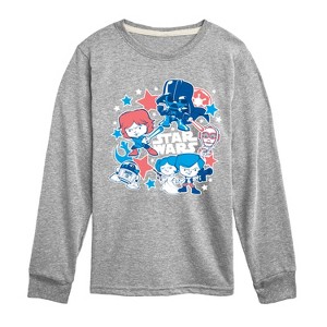 Boys' - Star Wars - Americana Stickers Long Sleeve Graphic T-Shirt - 1 of 3