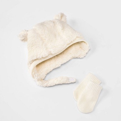Image of Baby 2pc Hat and Glove Sets - Cat & Jack™ White 0-6M