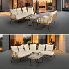 4 Pieces Patio Furniture Set, Boho L-Shaped Sofa Outdoor Furniture Lounge Set Conversation Sectional sofa for Deck, Backyard, Porch, Beige - 2 of 4