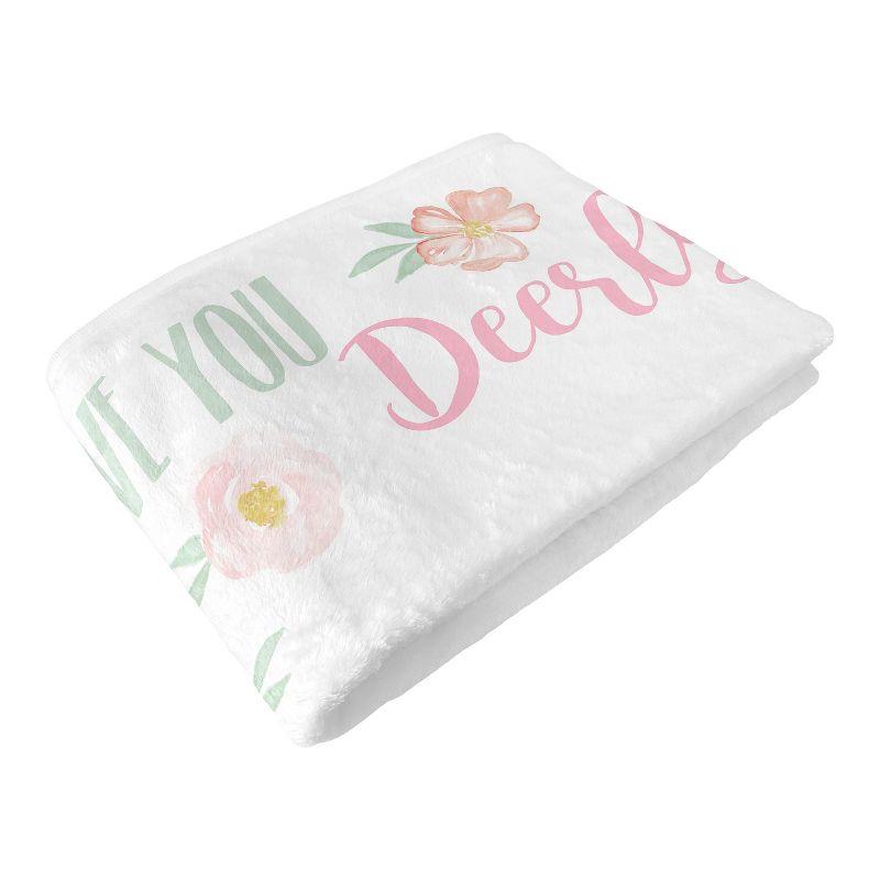 Sweet Jojo Designs Girl Milestone Swaddle Baby Blanket Deer Floral Pink Mint and White, 6 of 7