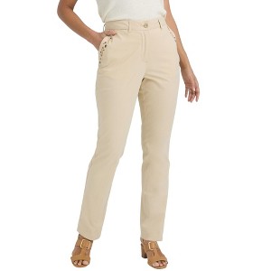 Jessica London Women's Plus Size Stretch Cotton Chino Straight Leg Pant - 1 of 4