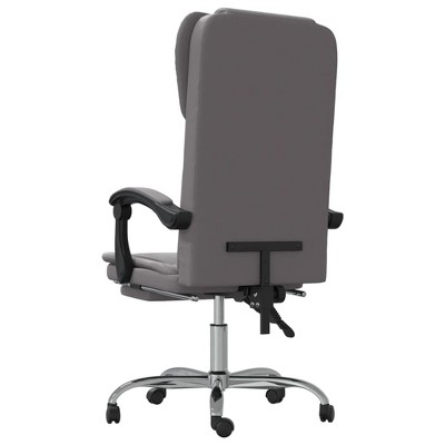 Gray Faux Leather Reclining Office Chair with Adjustable Height