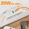 20W PD Surge Protector Outlet Extender, Multi Plug Splitter with 4 Electrical Outlets 3 USB Ports(1 USB C),Multiple Plug Wall Expander for Home Office - 3 of 4