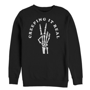 Men's CHIN UP Halloween Creepin' Real Skeleton Sweatshirt - 1 of 3