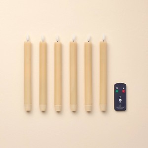 6pk Ribbed Flameless Taper Candles - Hearth & Hand™ with Magnolia - 1 of 3