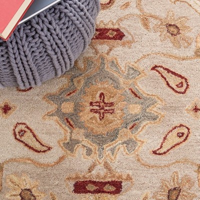 Ivory Elegance Round Handmade Wool Tufted Rug 3'