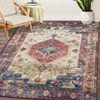 Wasshable Vintage Distressed Floral Print Living Room Bedroom Area Rug, Soft Non Slip Floor Carpet for Dining Room Home Office - 4 of 4