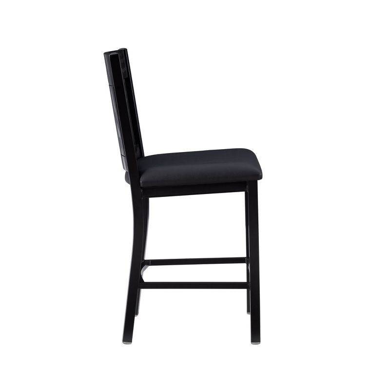 Edwina Faux Leather Seat with Slat Back Counter Height Barstool Black - Linon, 5 of 11