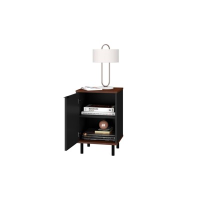 Mosholu Mid-Century 2-Drawer Nightstand in Black and Nut Brown