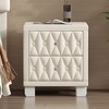 LIVAREEmlen Elegant Velvet Nightstand with 2 Drawers and Crystal Handle, Storage Bedside Table with Button-Tufted, Beige - 2 of 4