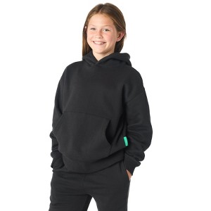 Future Planet Kids Unisex Jupiter Premium Fleece Lined Soft Cotton Pullover Hoodie Sweatshirt Loose Fit Black - 1 of 4