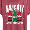 Women's - Instant Message - Naughty And I Gnome It Funny Christmas Short Sleeve Graphic T-Shirt - 2 of 4