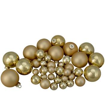 Northlight 40ct Gold Glass 2-Finish Christmas Ball Ornaments 2.5" (60mm)
