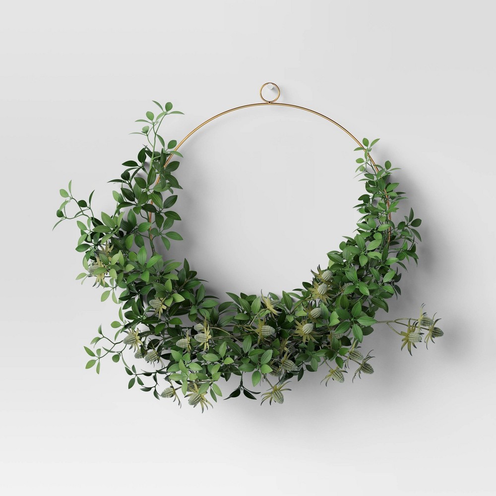 Photos - Other interior and decor Thistle and Leaf Ring Wreath - Threshold™