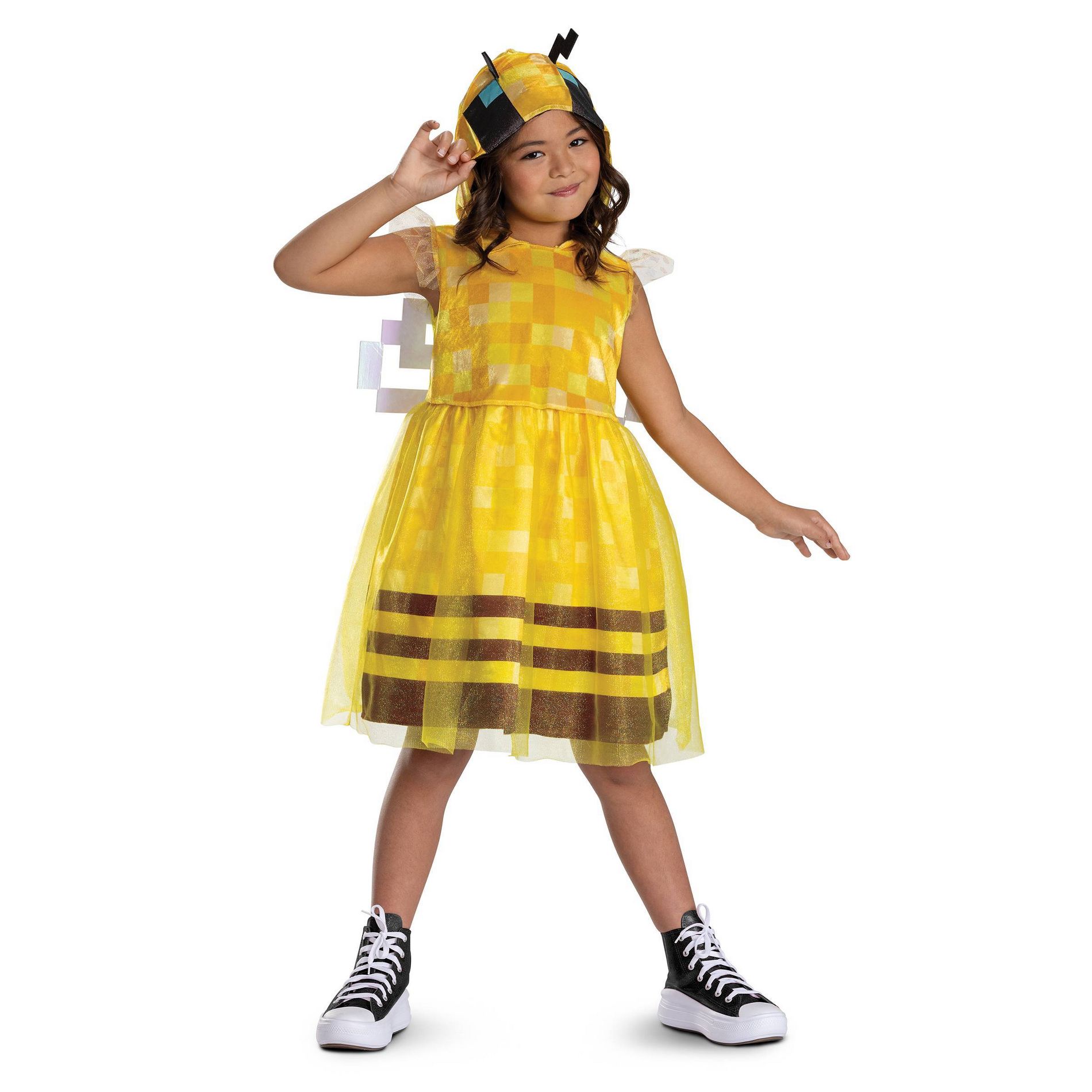 Minecraft Girls' Bee Costume Dress Yellow 4-6x