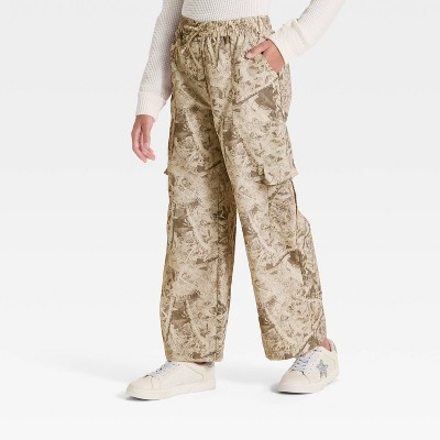 Girls' Nylon Wide Leg Cargo Pants - art class™ Tan