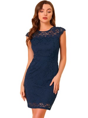 Navy Lace Skater Dress