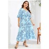 Clearlove Womens 2025 Casual Plus Size Print V Neck Flared Sleeve Maxi Dress - 3 of 4