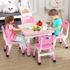 Modern Kids Table and 4 Chair Set, Height Adjustable Toddler Table&4 Chairs w/Non-Slip Desk Legs&Organizer Graffiti Desktop,Multi-Function Tables - 2 of 4