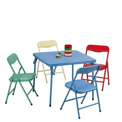 Plastic Development Group CH0020 Easy Cleanup 5 Piece Colorful Portable Kids Foldable Activity Table and Chair Set, Multicolor