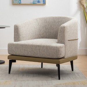 Anybear Modern Two-tone Barrel Fabric Accent Chair, Upholstered Round Armchair - 1 of 4