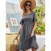 Coolmee Women Casual Ruffle Hem Round Neck Short Sleeve Tiered Flowy Midi Dress With Pockets - 4 of 4