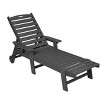 5 Level Adjustable Outdoor Chaise Lounge With Wood Texture,HDPE Patio Chaise Lounge,Patio Lounge Chair With Wheels And Cup Holder -Maison Boucle - 3 of 4