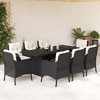 vidaXL 9 Piece Patio Dining Set - Black Poly Rattan with Cushions & Tempered Glass Table - Outdoor, Garden, Patio Furniture - 2 of 4