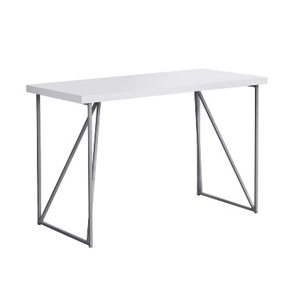 Monarch Specialties Computer Desk Home Office Laptop 48InchL Work Metal Laminate White Grey Contemporary Modern