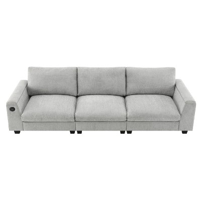 VYNXARIA Chenille Sectional Sofa with Bluetooth Speaker,Comfy Cloud Couch Set£¬Gray