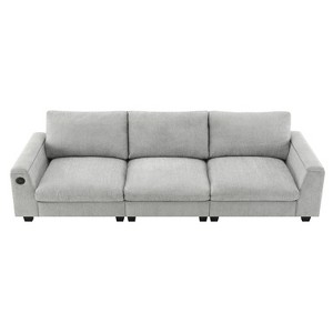 VYNXARIA Chenille Sectional Sofa with Bluetooth Speaker,Comfy Cloud Couch Set£¬Gray - 1 of 4