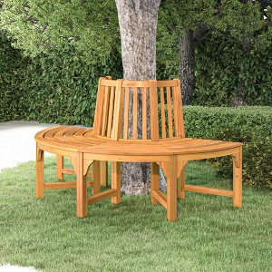 Tree Bench Reddish Brown Solid Eucalyptus Wood with an Oil Finish - 1 of 4