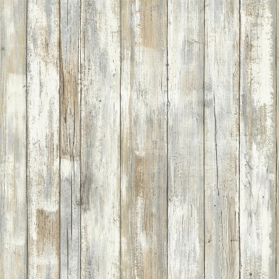 RoomMates Distressed Wood Peel And Stick Wallpaper Tan