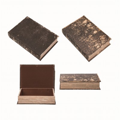 Transpac Wood Brown Halloween Large Fright Night Book Boxes Set of 2