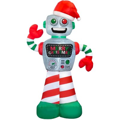 Holidayana 6 Foot Tall Giant Inflatable Robot Holiday Ornament Yard Decoration with Blower Fan, Tie Down Straps, and Ground Anchor Stakes