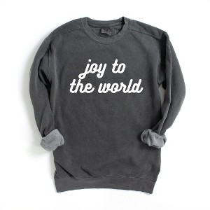 Simply Sage Market Women's  Garment Dyed Graphic Sweatshirt Joy To The World Bold Cursive - 1 of 4