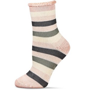 Memoi Women's Stripe Cozy Warm Thermal Crew Socks Pink 9-11 - 1 of 4