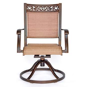 Aluminum Sling Swivel Rocker Chair - Tan - WELLFOR
