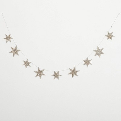 5'L Sullivans Silver Glitter Star Garland  Silver Christmas Garland