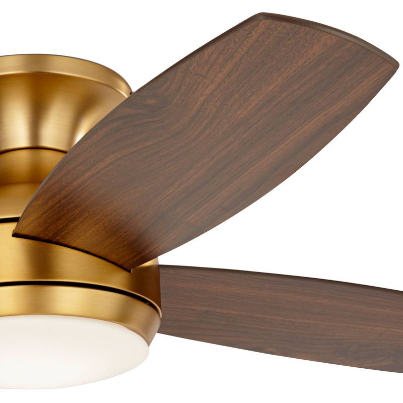 52" Casa Vieja Elite Modern Hugger Indoor Ceiling Fan with Light LED Remote Control Soft Brass Walnut Brown Opal Glass for Living Room Kitchen House, 3 of 10