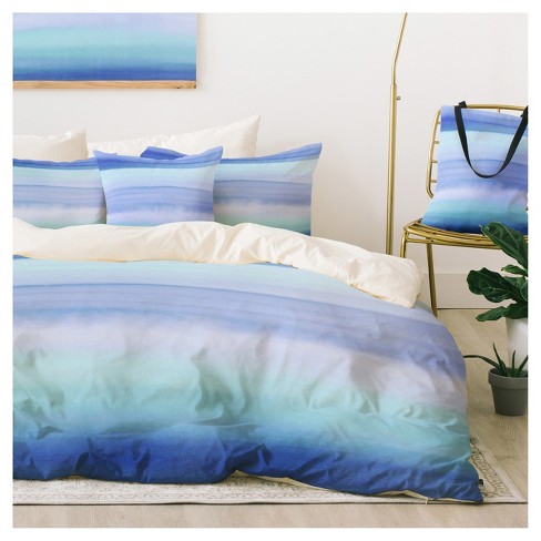 Blue Amy Sia Ombre Watercolor Duvet Cover Set Queen Deny