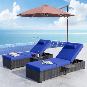 Garvee Outdoor PE Wicker Chaise Lounge Chairs Set of 2 Patio Brown Rattan Reclining Chair Adjustable Backrest Pool Sunbathing Recliners - 1 of 4