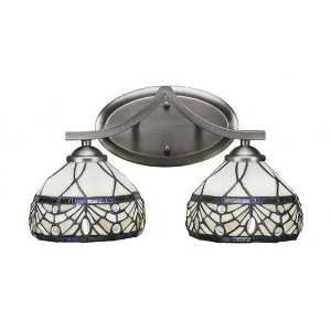 Toltec Lighting Zilo 2 - Light Vanity in  Graphite with 7" Royal Merlot Art Glass Shade - 1 of 1