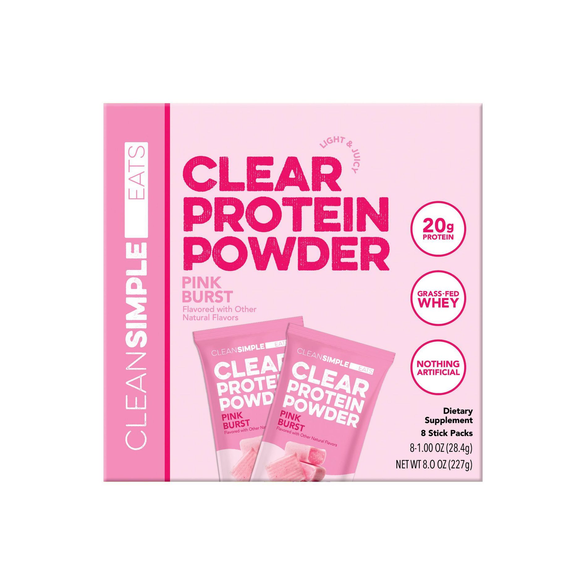 Clean Simple Eats Clear Protein Powder Pink Burst - 8.0oz/8ct