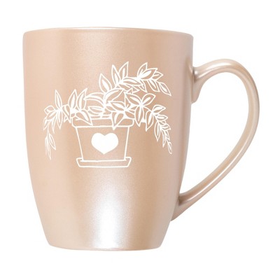 Elanze Designs Botanical Foliage Nature Coffee Cup Mug 10 Ounce Ceramic With Shimmery Metallic Finish Elegant Minimalist Inch Plant in Heart Planter