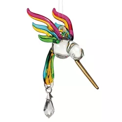 Woodstock Chimes Woodstock Rainbow Makers Collection, Fantasy Glass, Hummingbird, 4'', Tropical Crystal Suncatcher CHTRP
