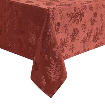 Elegant Woven Leaves Jacquard Damask Fall Tablecloth - Elrene Home Fashions